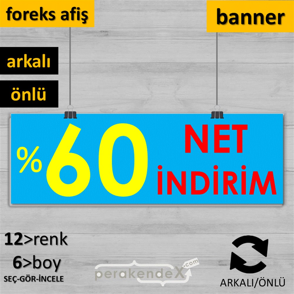 Net İndirim %60 SERT PLASTİK POSTER,  AFİŞ (BANNER) -dikdörtgen,çift yön baskı
