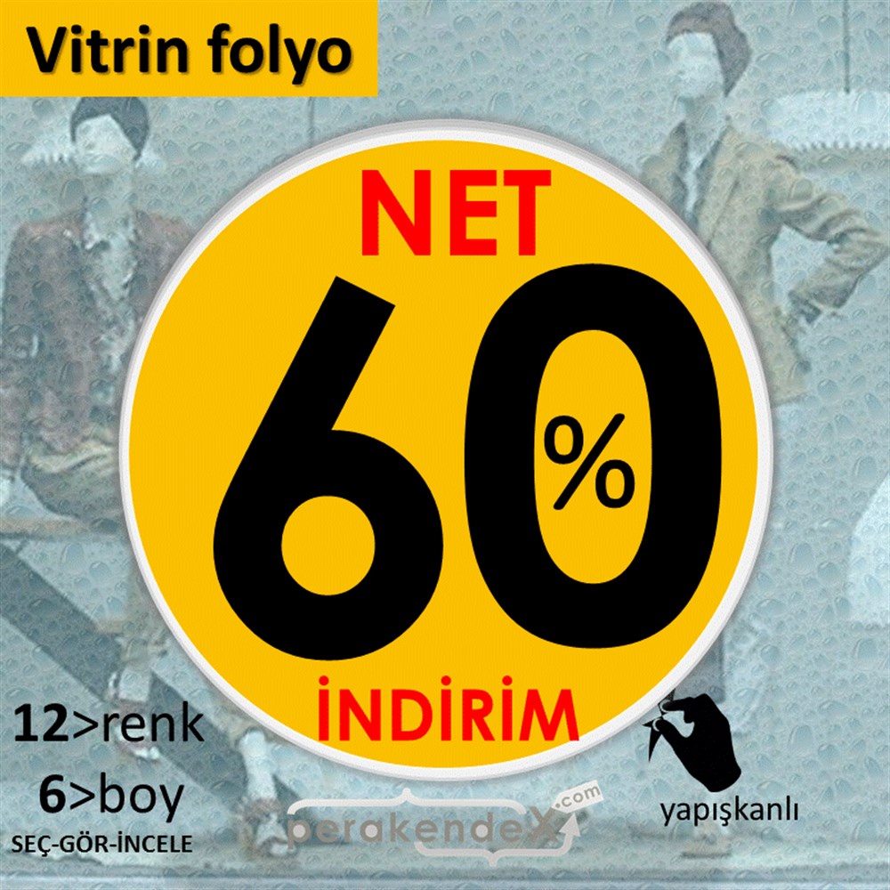 Net İndirim %60 VİTRİN - CAM FOLYO,  VİNİL -oval,tek yön baskı