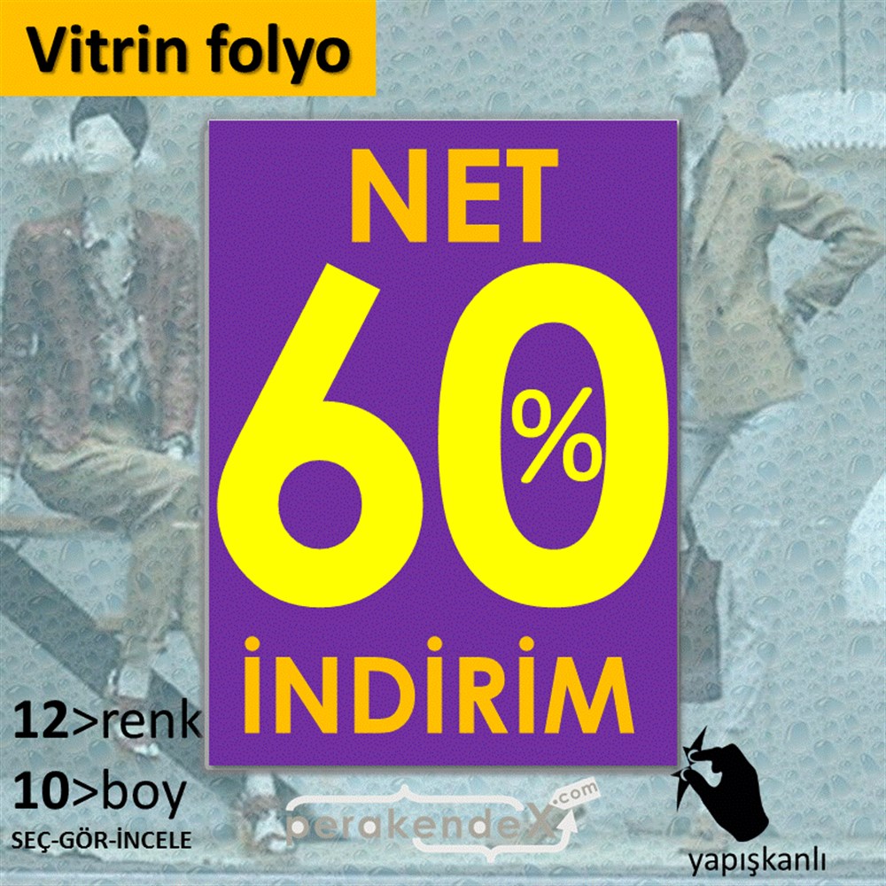 Net İndirim %60 VİTRİN - CAM FOLYO,  VİNİL -dikdörtgen,tek yön baskı