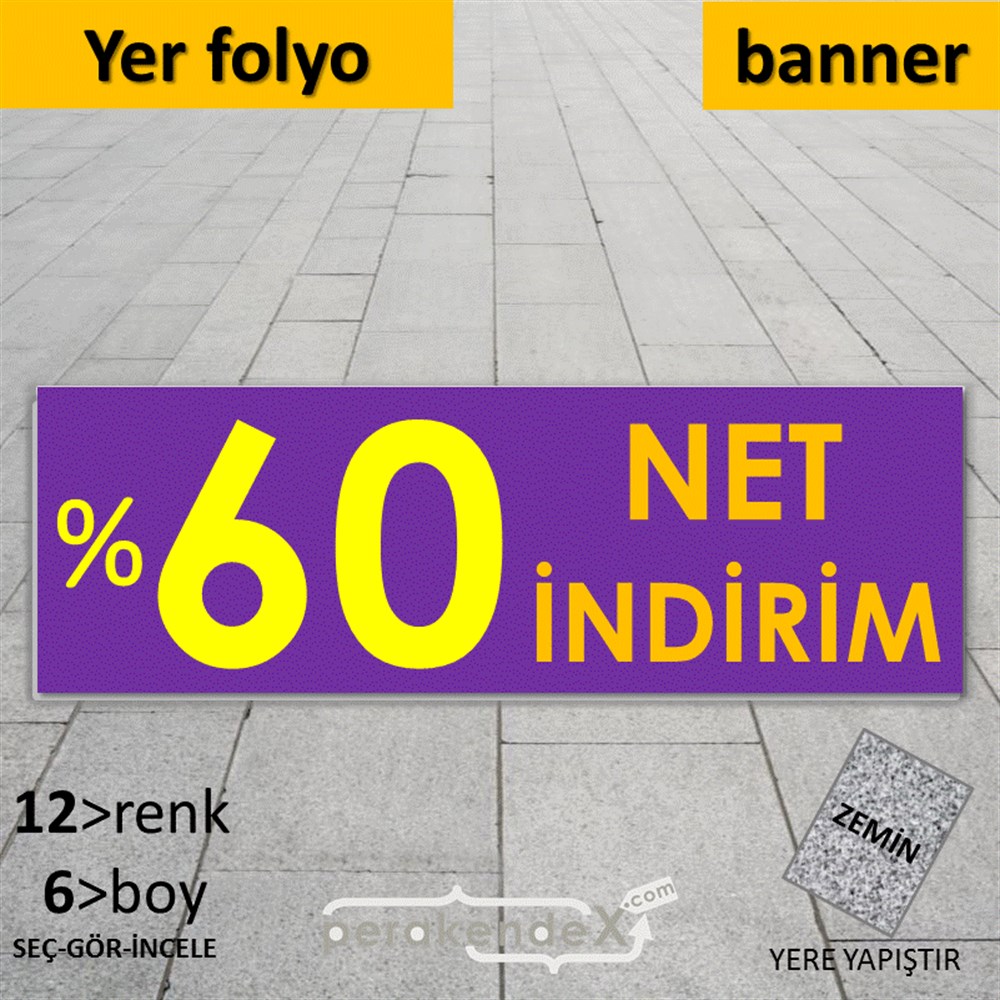 Net İndirim %60 YER - ZEMİN FOLYO,  VİNİL (BANNER) -dikdörtgen,tek yön baskı