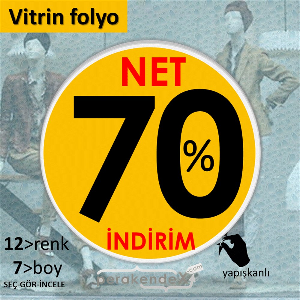 Net İndirim %70 VİTRİN - CAM FOLYO,  VİNİL -oval,tek yön baskı