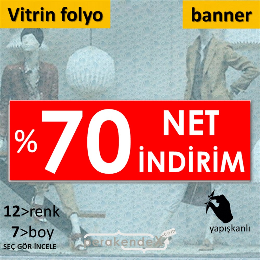 Net İndirim %70 VİTRİN, CAM FOLYO,  VİNİL (BANNER) -dikdörtgen,tek yön baskı