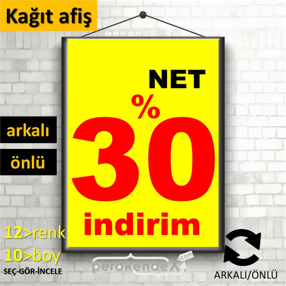 net yüzde 30 indirim POSTERİ -dikdörtgen,çift yön baskı