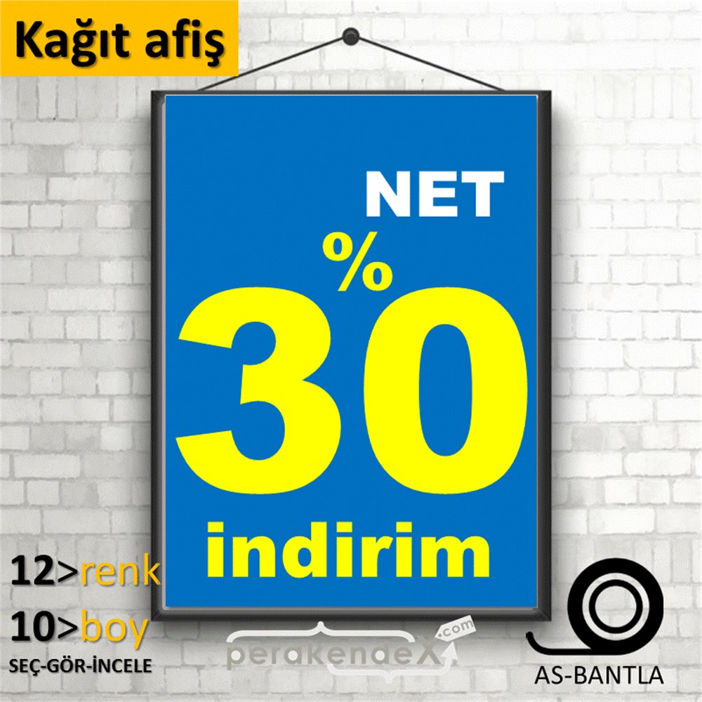 net yüzde 30 indirim POSTERİ -dikdörtgen,tek yön baskı