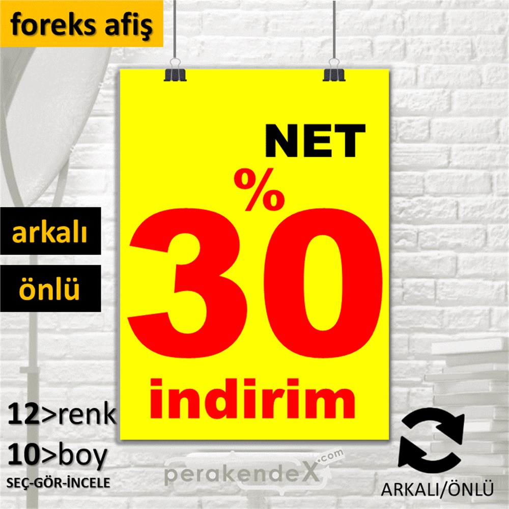 net yüzde 30 indirim SERT PLASTİK POSTER -dikdörtgen,çift yön baskı