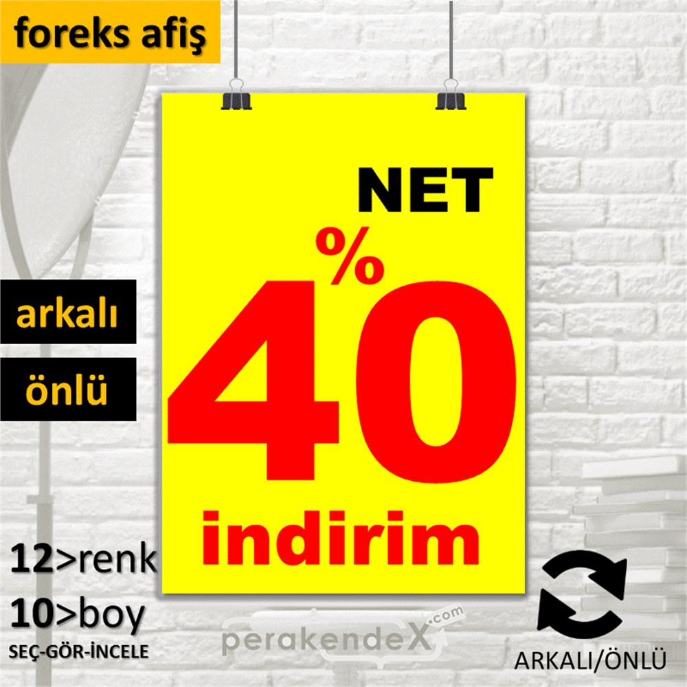 net yüzde 40 indirim SERT PLASTİK POSTER -dikdörtgen,çift yön baskı