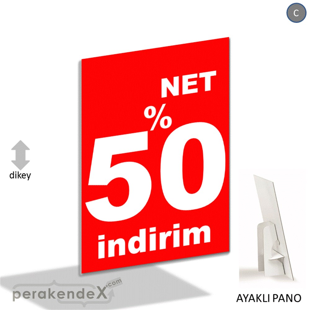 net yüzde 50 indirim AYAKLI REKLAM PANOSU -dikdörtgen,tek yön baskı