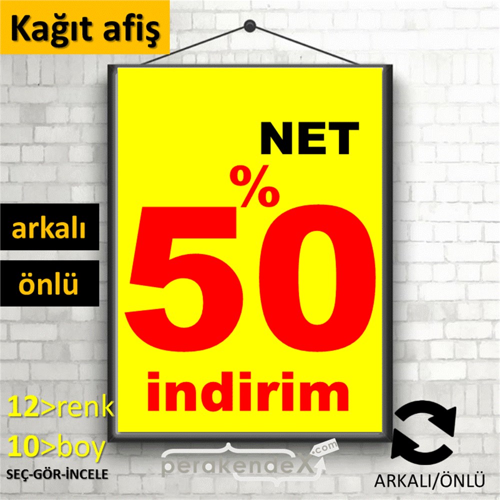 net yüzde 50 indirim POSTERİ -dikdörtgen,çift yön baskı