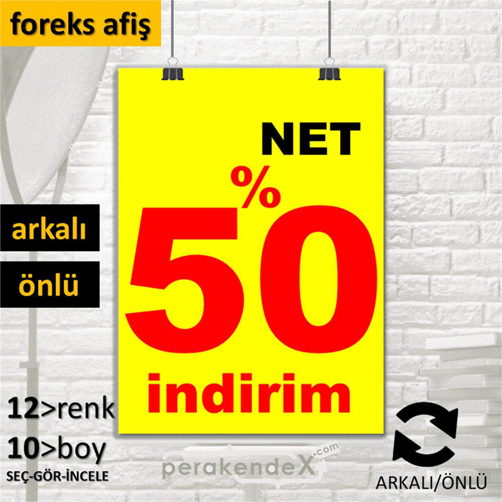 net yüzde 50 indirim SERT PLASTİK POSTER -dikdörtgen,çift yön baskı