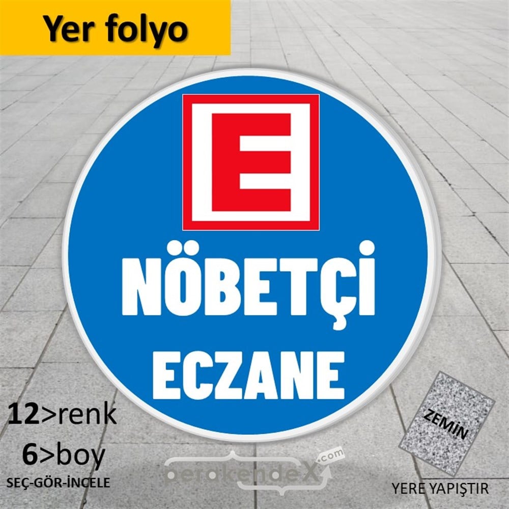 Nöbetçi Eczane Yazısı YER - ZEMİN FOLYO,  VİNİL -oval,tek yön baskıyer - zemin folyo,  vinil