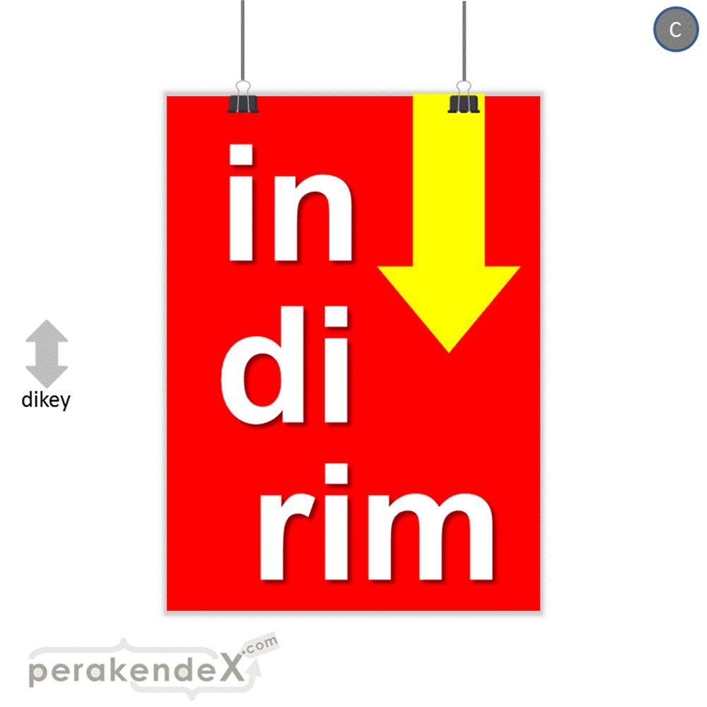 oklu>heceli indirim SERT PLASTİK POSTER -dikdörtgen,tek yön baskı