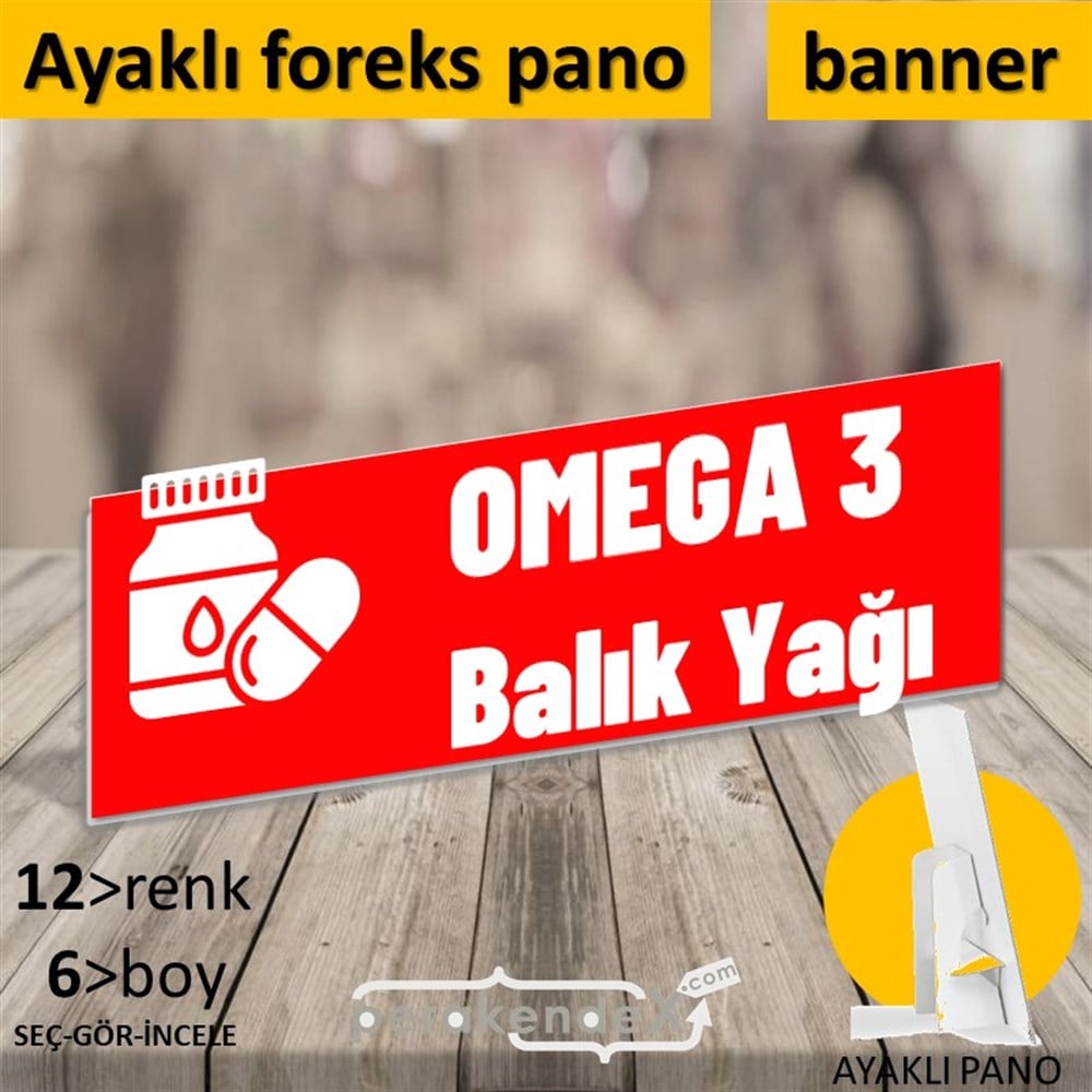 Omega 3 Balık Yağı KARTON AYAKLI POSTER,  PANO (BANNER) -dikdörtgen,tek yön baskıkarton ayaklı poster,  pano