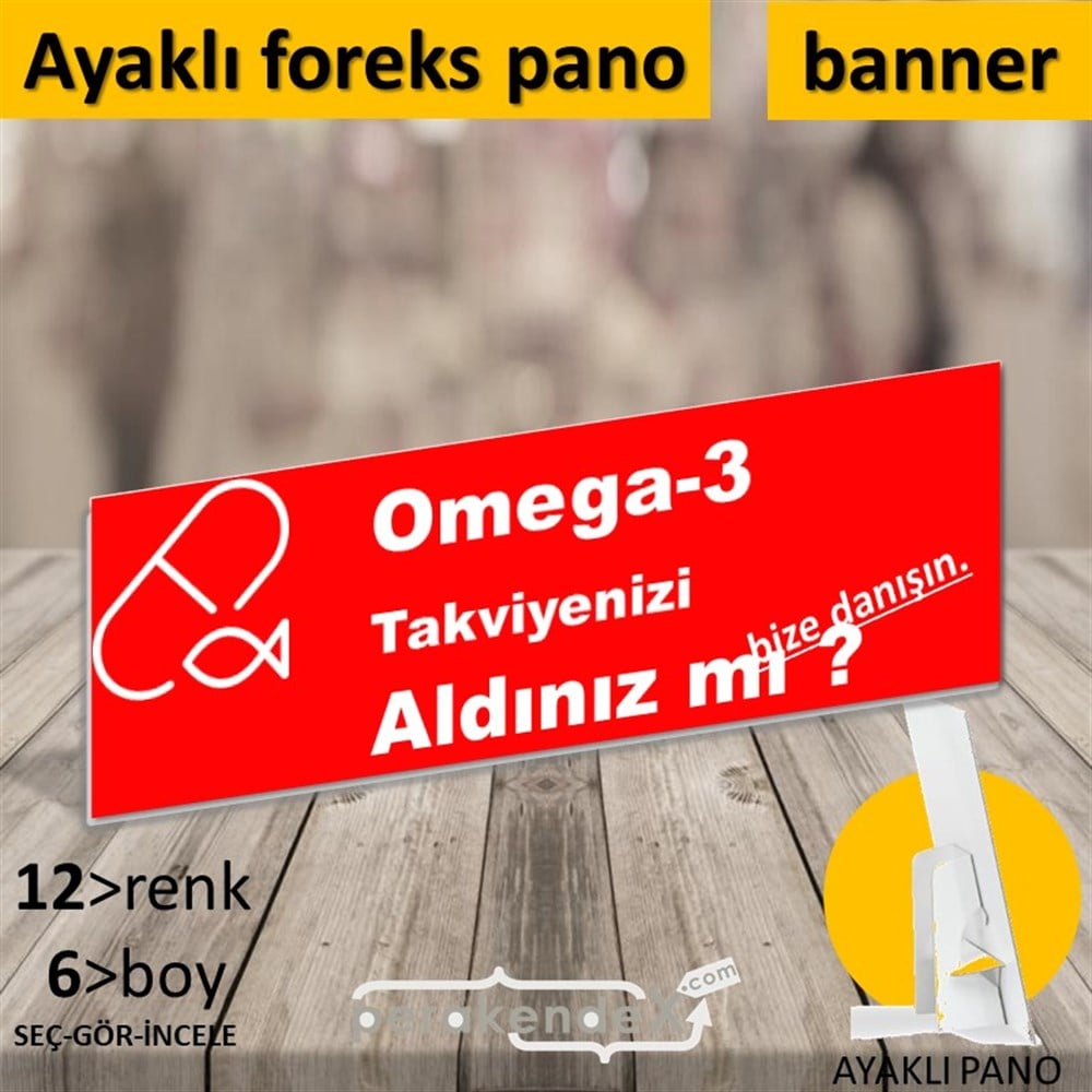 Omega-3 Takviyenizi Aldınız Mı KARTON AYAKLI POSTER,  PANO (BANNER) -dikdörtgen,tek yön baskıkarton ayaklı poster,  pano