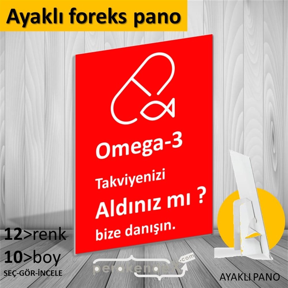 Omega-3 Takviyenizi Aldınız Mı KARTON AYAKLI POSTER,  PANO -dikdörtgen,tek yön baskıkarton ayaklı poster,  pano
