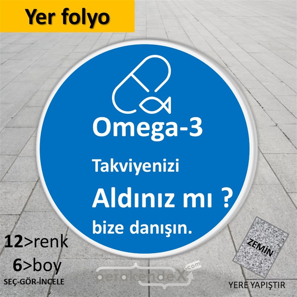 Omega-3 Takviyenizi Aldınız Mı YER - ZEMİN FOLYO,  VİNİL -oval,tek yön baskıyer - zemin folyo,  vinil
