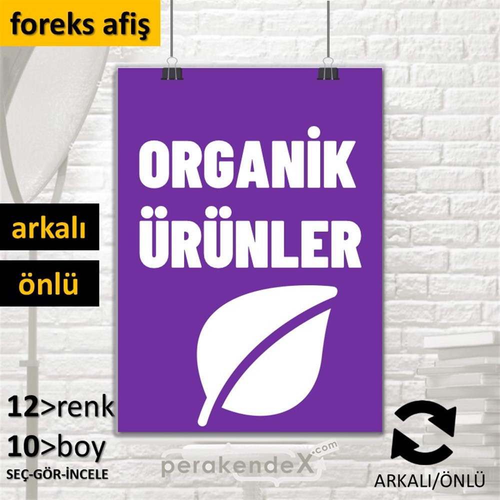 Organik Ürün Çeşitleri SERT PLASTİK POSTER,  AFİŞ -dikdörtgen,çift yön baskısert plastik poster,  afiş