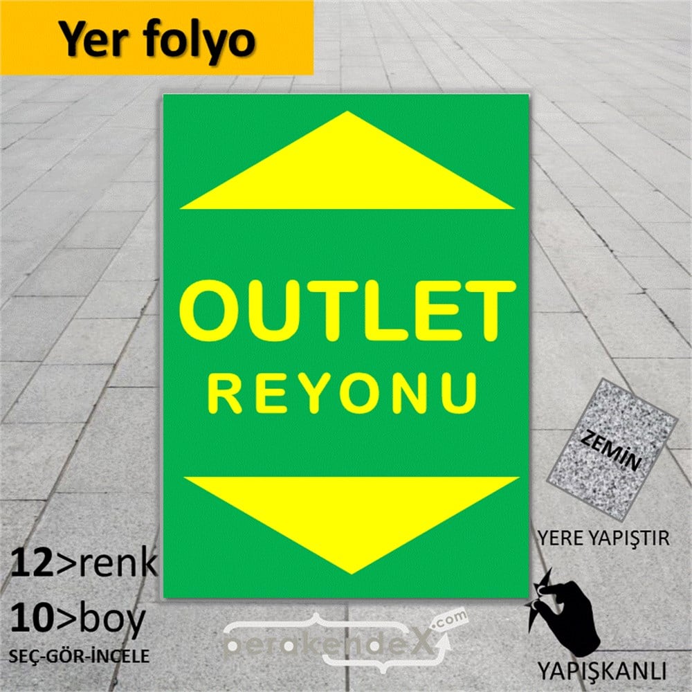 outlet reyonu YER ZEMİNE YAPIŞIR -dikdörtgen,tek yön baskı
