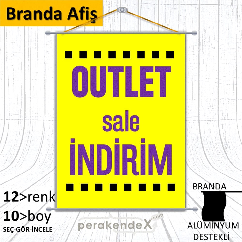 outlet sale indirim BRANDA AFİŞİ -dikdörtgen,tek yön baskı