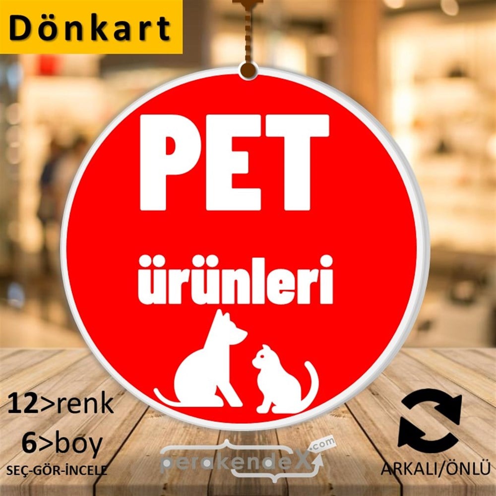 Pet Ürünleri Yazısı DÖNKART -oval,çift yön baskıdön-kart