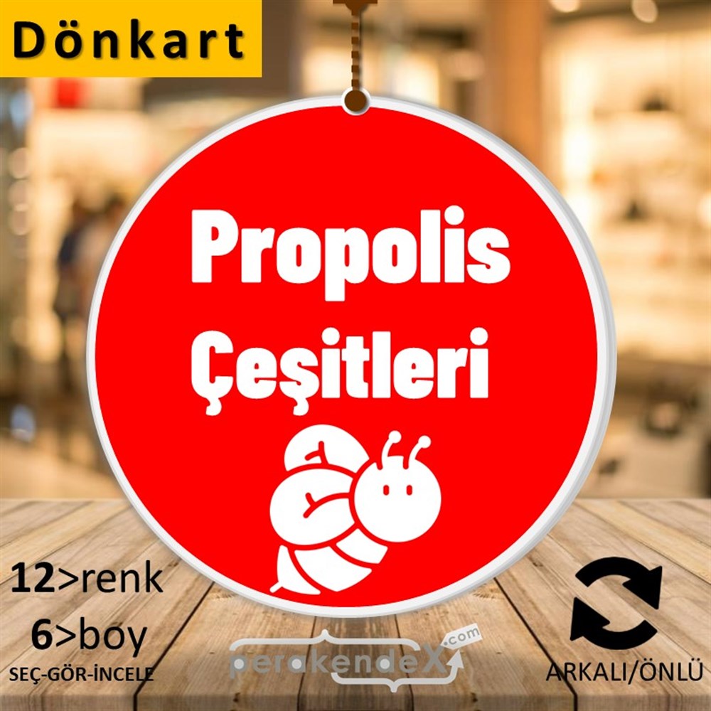 Propolis Çeşitleri Yazısı DÖNKART -oval,çift yön baskıdön-kart
