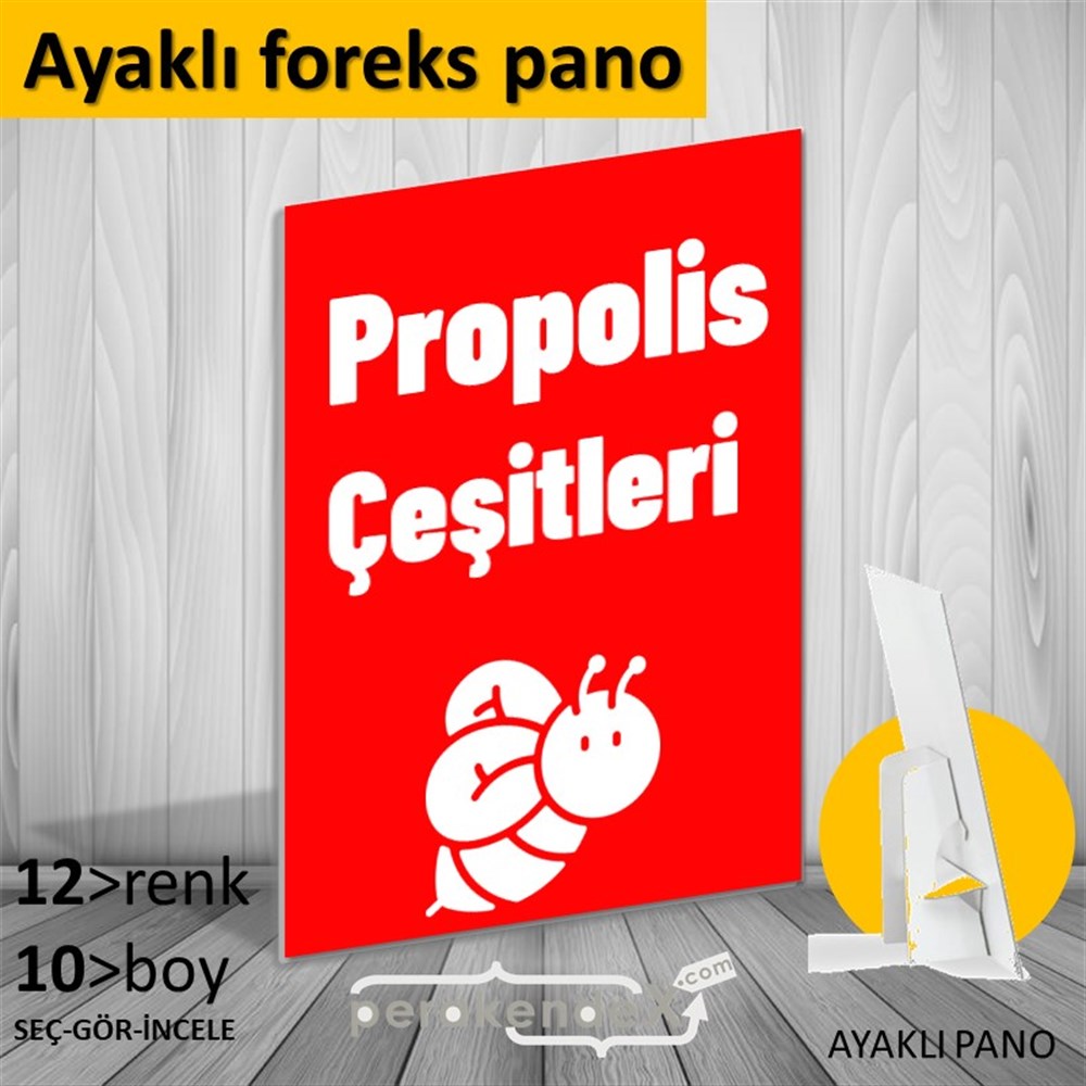 Propolis Çeşitleri Yazısı KARTON AYAKLI POSTER,  PANO -dikdörtgen,tek yön baskıkarton ayaklı poster,  pano
