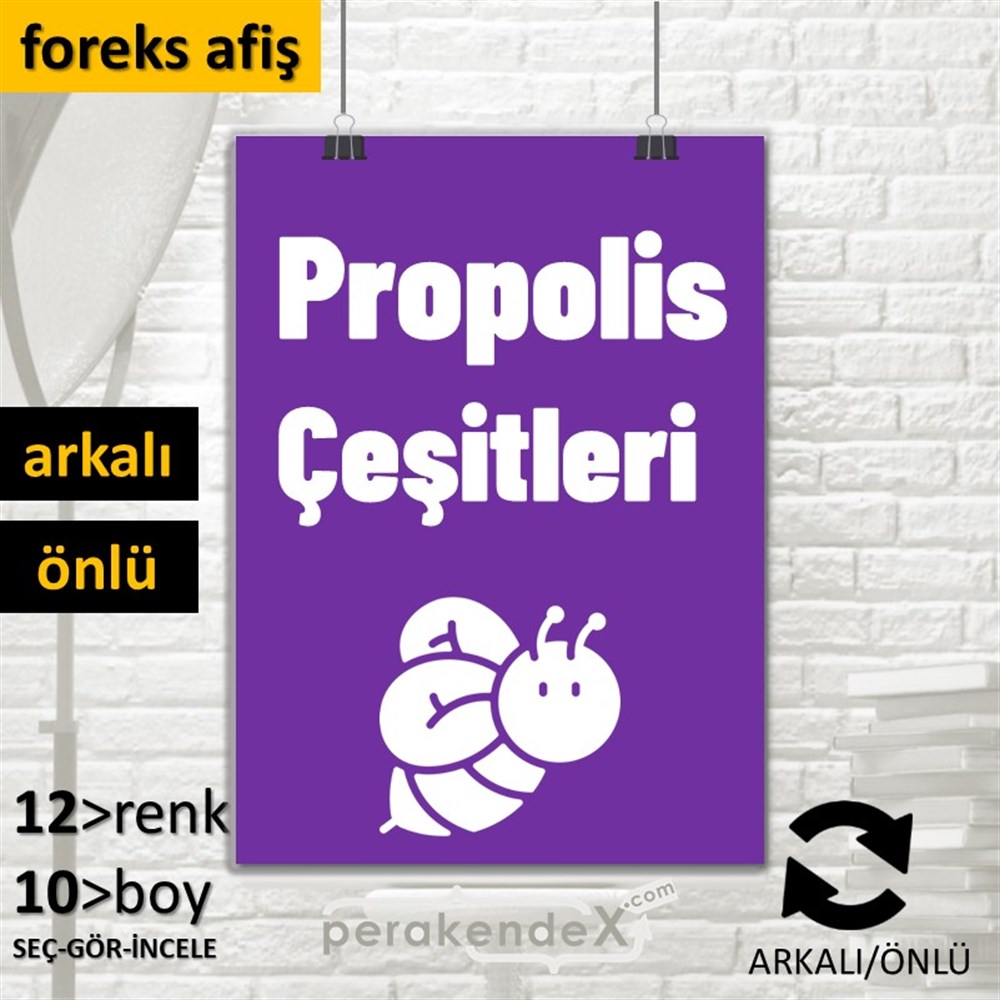 Propolis Çeşitleri Yazısı SERT PLASTİK POSTER,  AFİŞ -dikdörtgen,çift yön baskısert plastik poster,  afiş