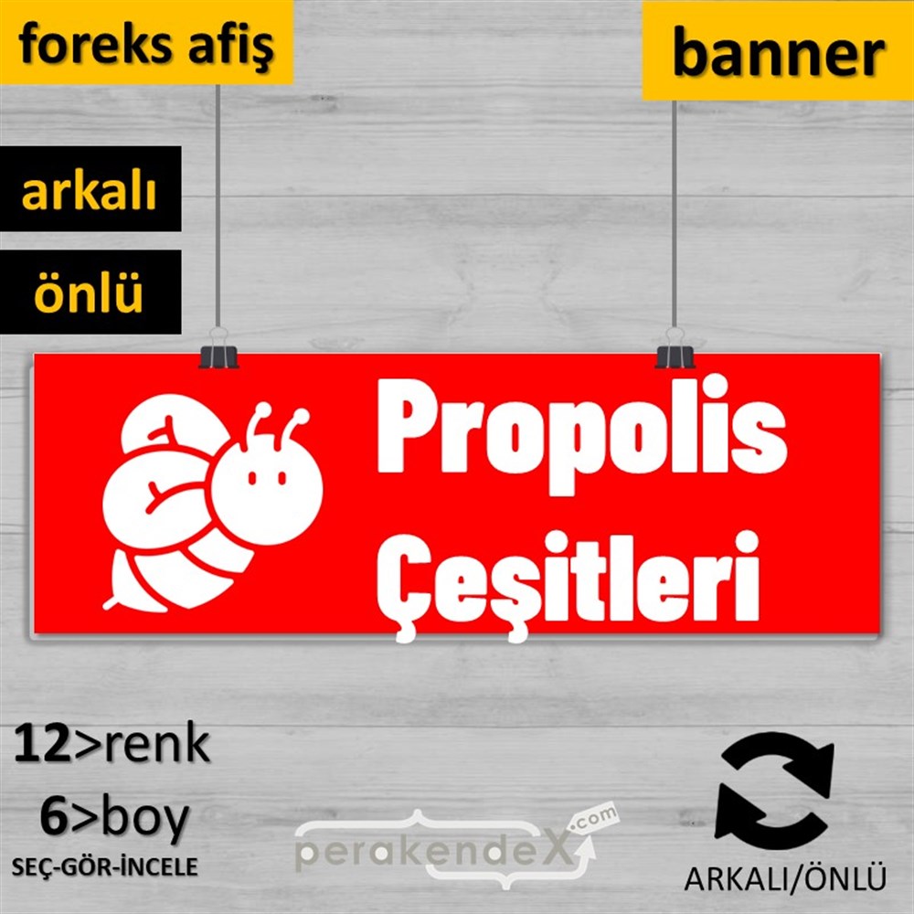 Propolis Çeşitleri Yazısı SERT PLASTİK POSTER,  AFİŞ (BANNER) -dikdörtgen,çift yön baskısert plastik poster,  afiş