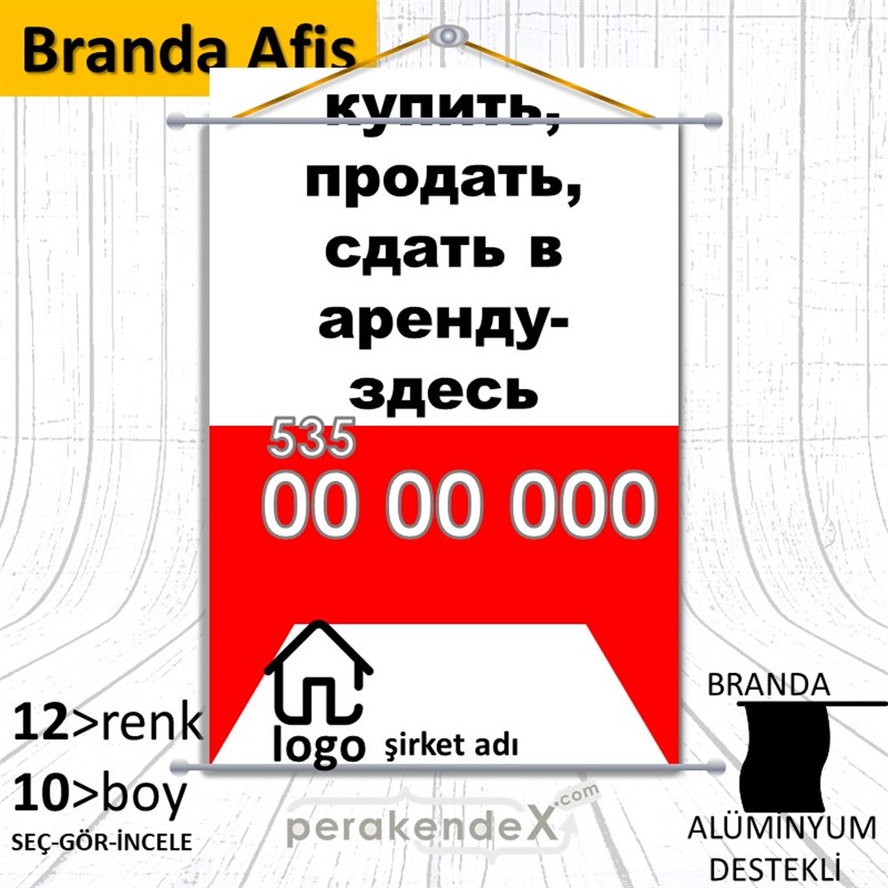 Rusça Al & Sat & Kirala Yazısı 004 BRANDA POSTER,  AFİŞ -dikdörtgen,tek yön baskıbranda poster,  afiş