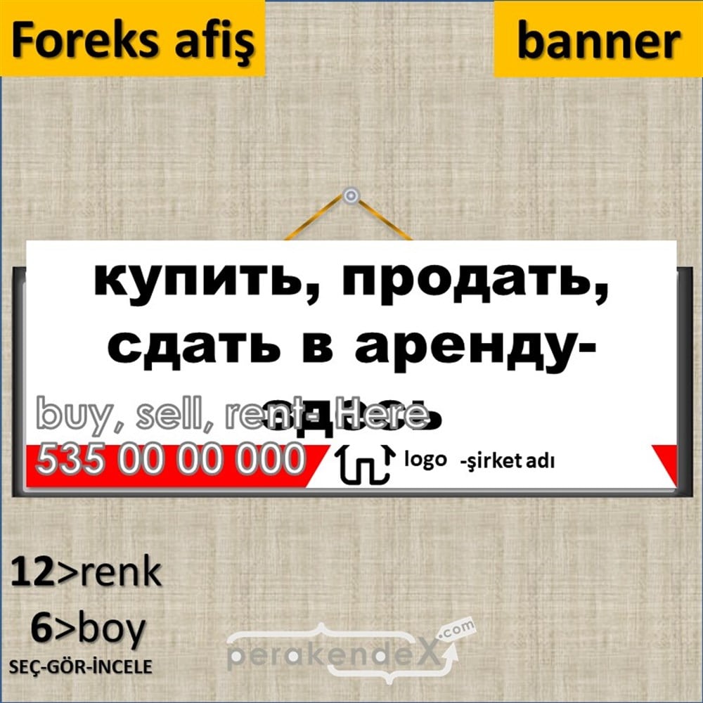 Rusça Al & Sat & Kirala Yazısı 004 SERT PLASTİK POSTER,  AFİŞ (BANNER) -dikdörtgen,tek yön baskısert plastik poster,  afiş