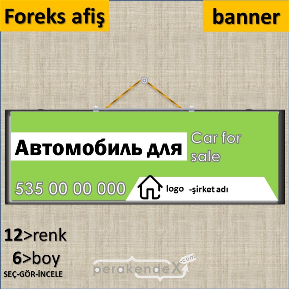 Rusça Satılık Araba Yazısı 004 SERT PLASTİK POSTER,  AFİŞ (BANNER) -dikdörtgen,tek yön baskısert plastik poster,  afiş