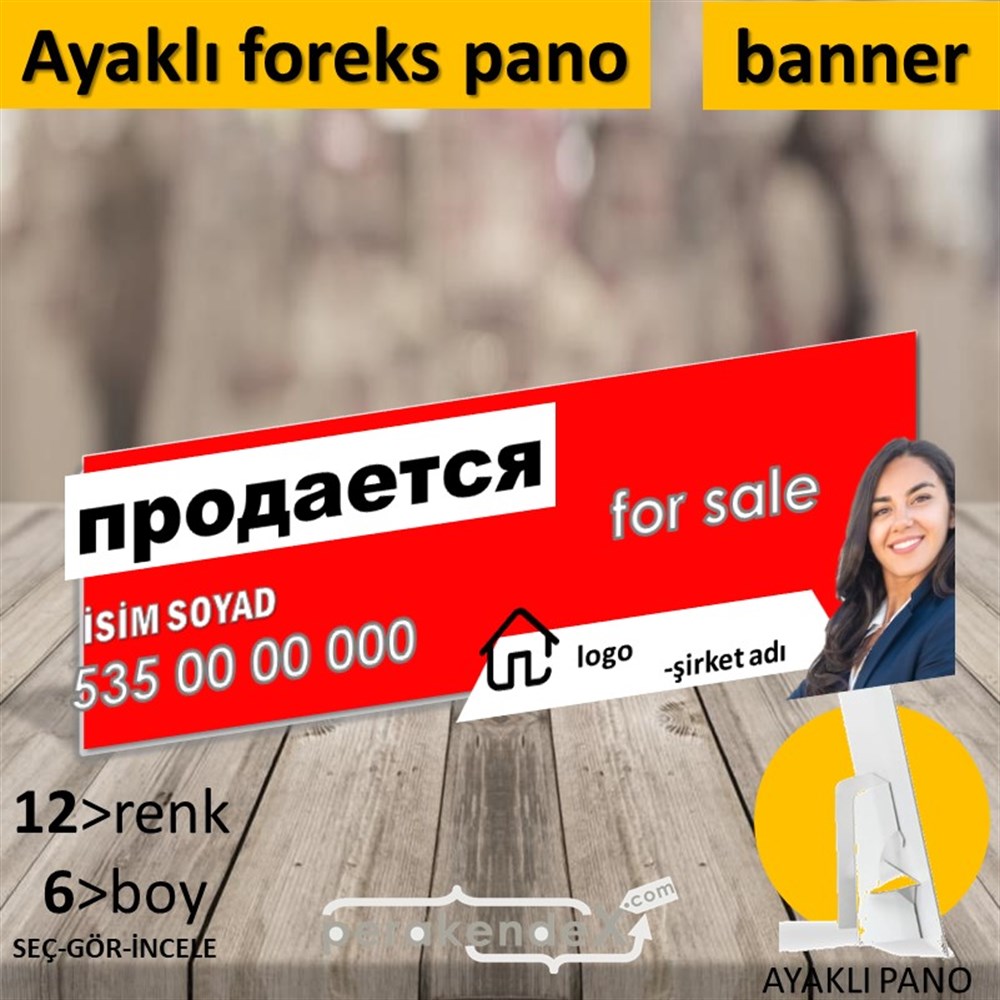 Rusça Satılık Yazısı 002 KARTON AYAKLI POSTER,  PANO (BANNER) -dikdörtgen,tek yön baskıkarton ayaklı poster,  pano