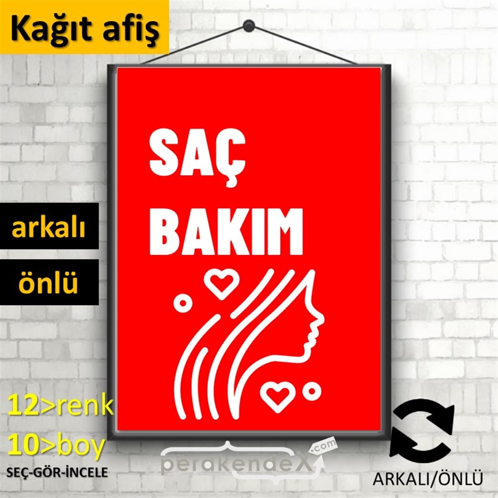 Saç Bakım Ürün Yazısı KAĞIT POSTER,  AFİŞ -dikdörtgen,çift yön baskıkağıt poster,  afiş
