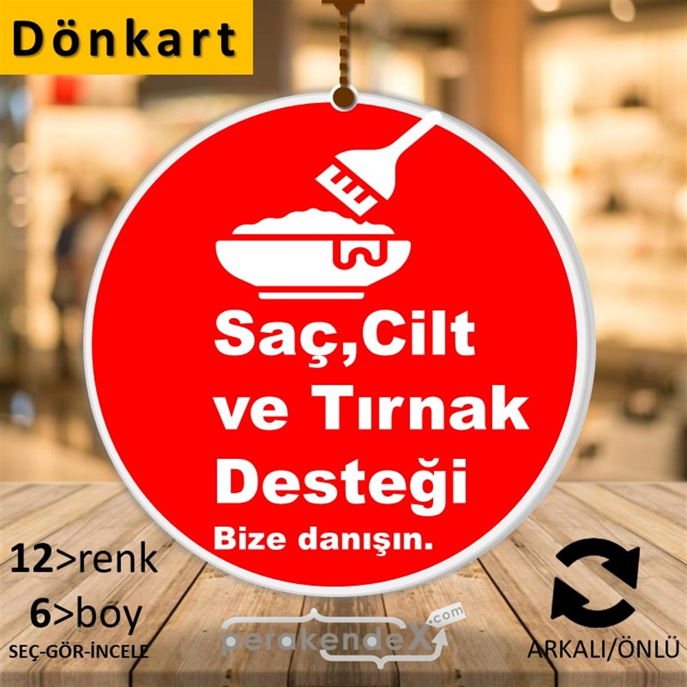 Saç,Cilt Ve Tırnak Desteği DÖNKART -oval,çift yön baskıdön-kart