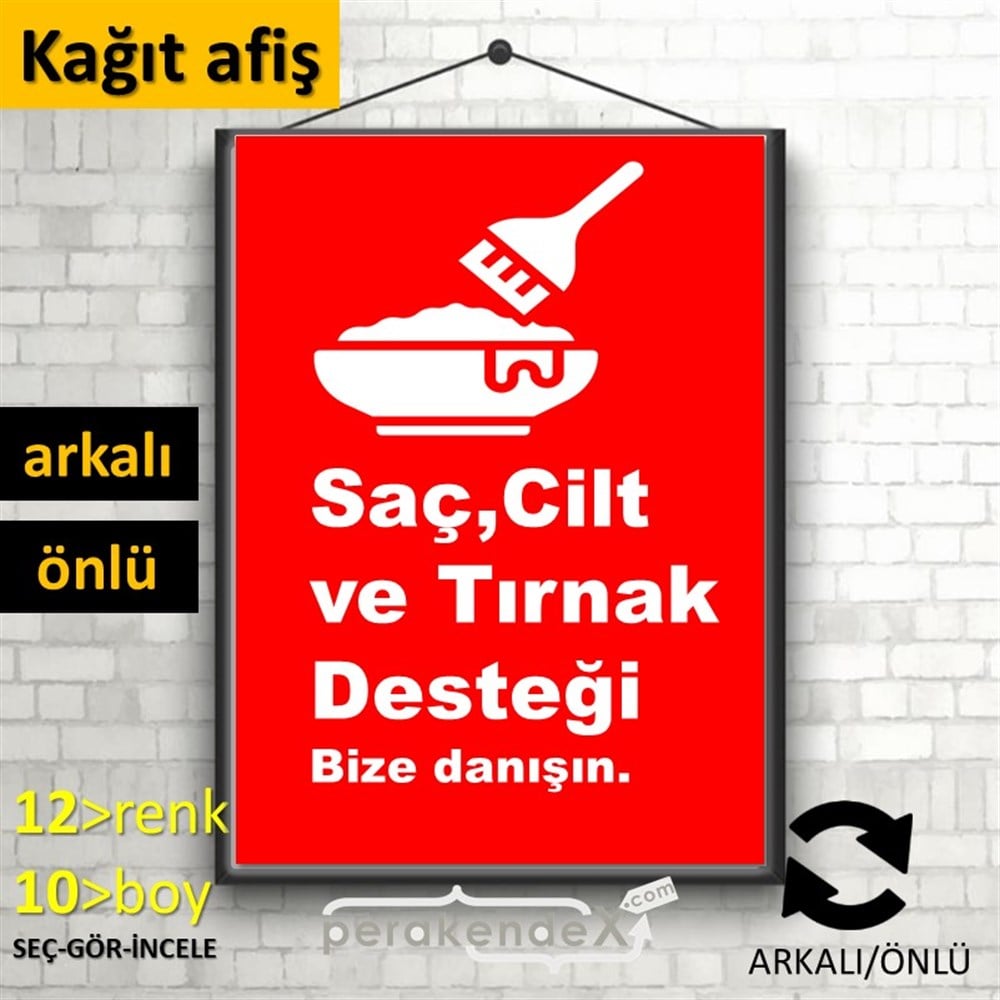 Saç,Cilt Ve Tırnak Desteği KAĞIT POSTER,  AFİŞ -dikdörtgen,çift yön baskıkağıt poster,  afiş