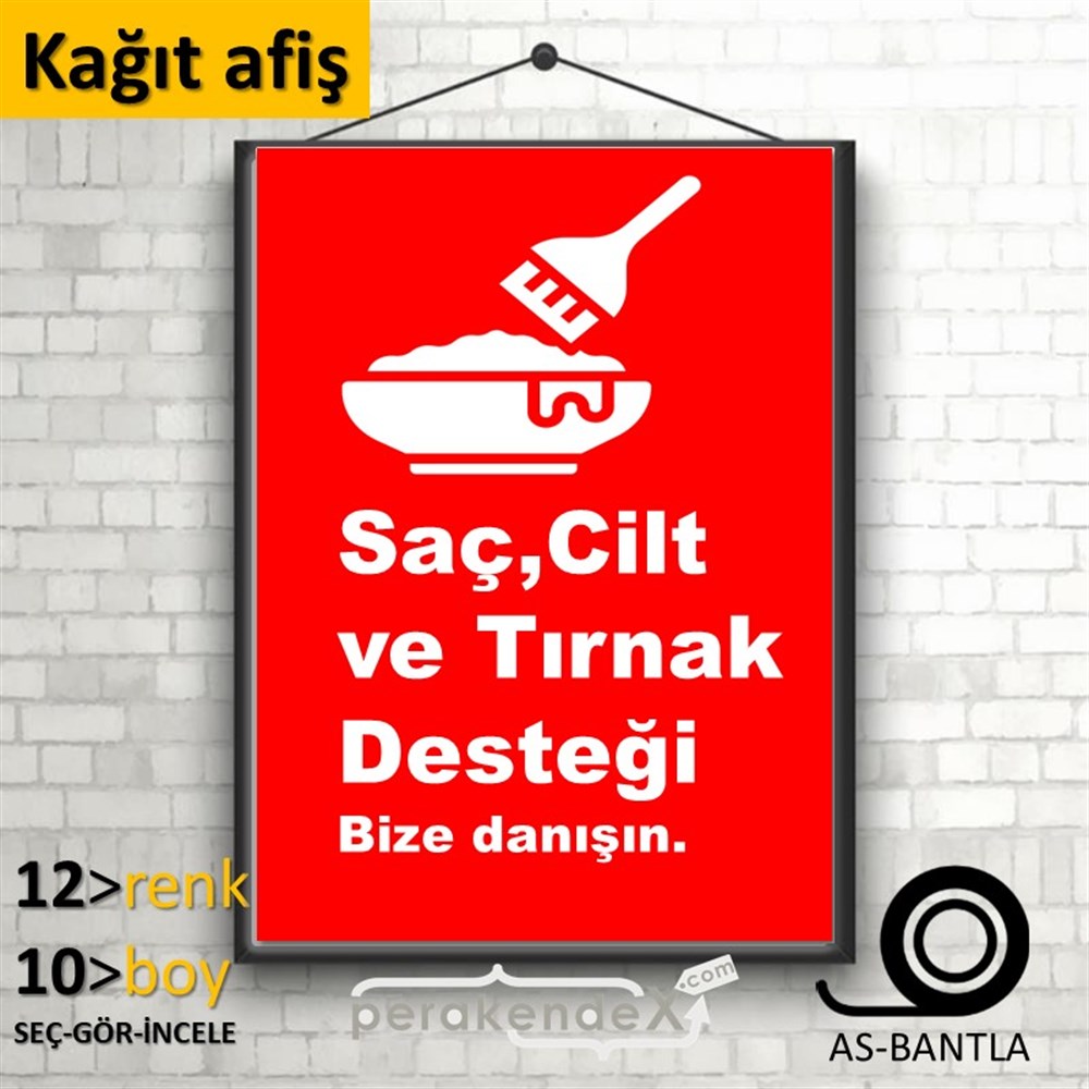 Saç,Cilt Ve Tırnak Desteği KAĞIT POSTER,  AFİŞ -dikdörtgen,tek yön baskıkağıt poster,  afiş