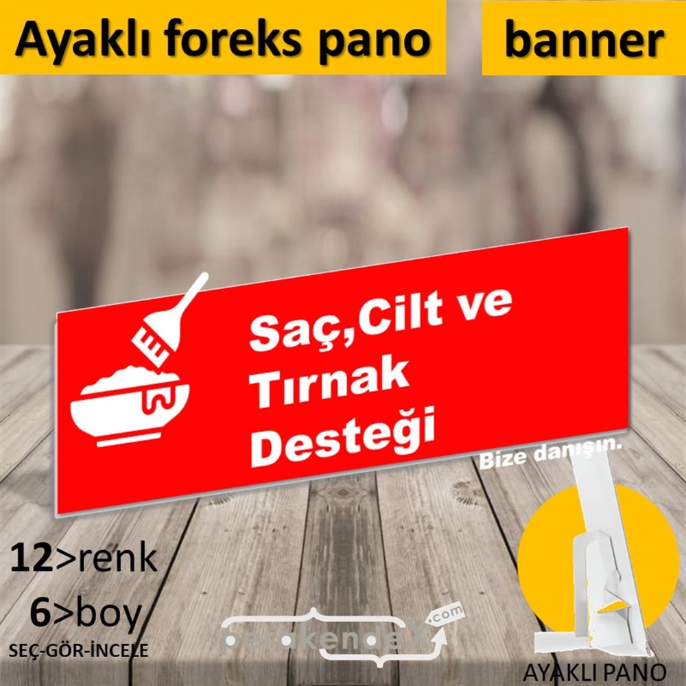 Saç,Cilt Ve Tırnak Desteği KARTON AYAKLI POSTER,  PANO (BANNER) -dikdörtgen,tek yön baskıkarton ayaklı poster,  pano