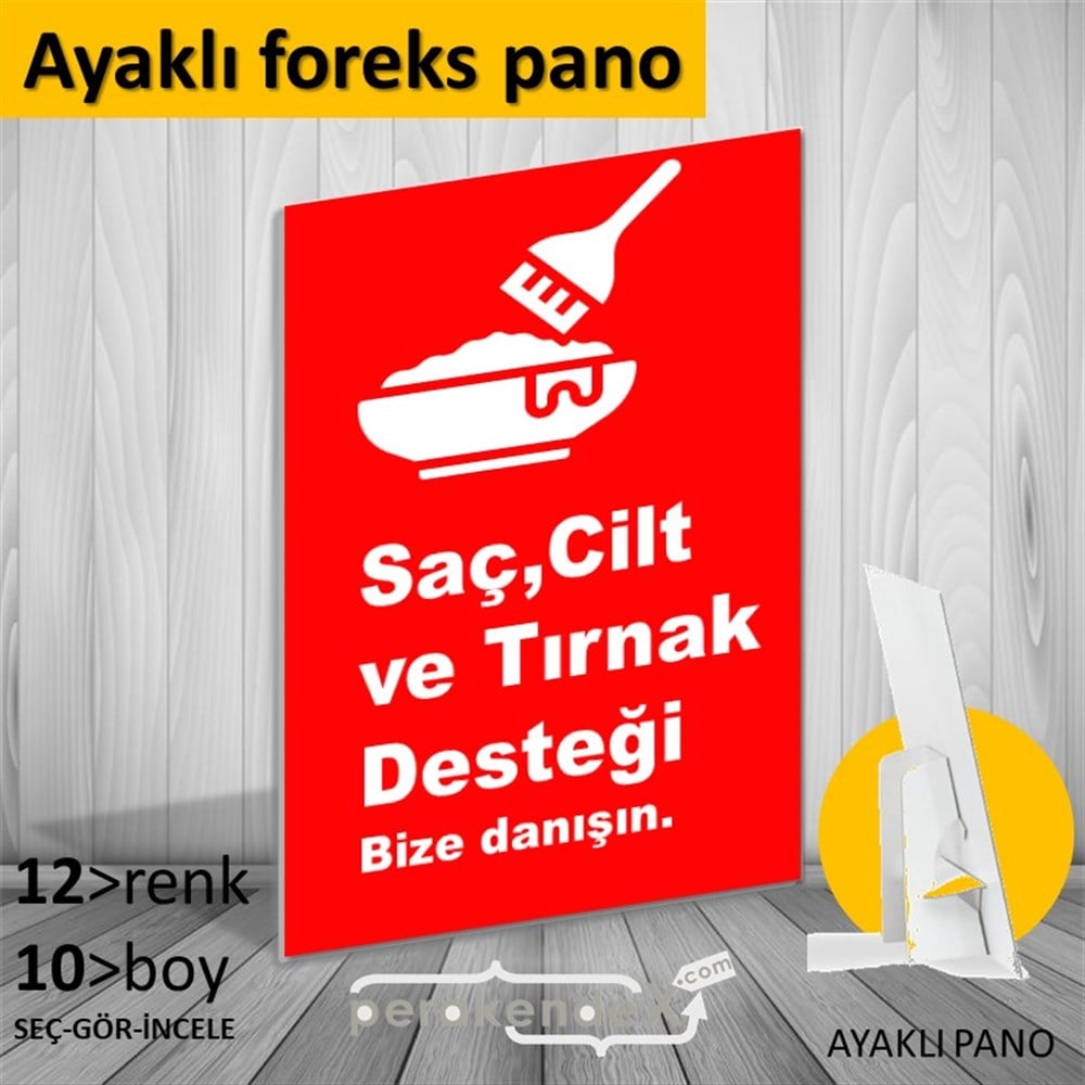 Saç,Cilt Ve Tırnak Desteği KARTON AYAKLI POSTER,  PANO -dikdörtgen,tek yön baskıkarton ayaklı poster,  pano