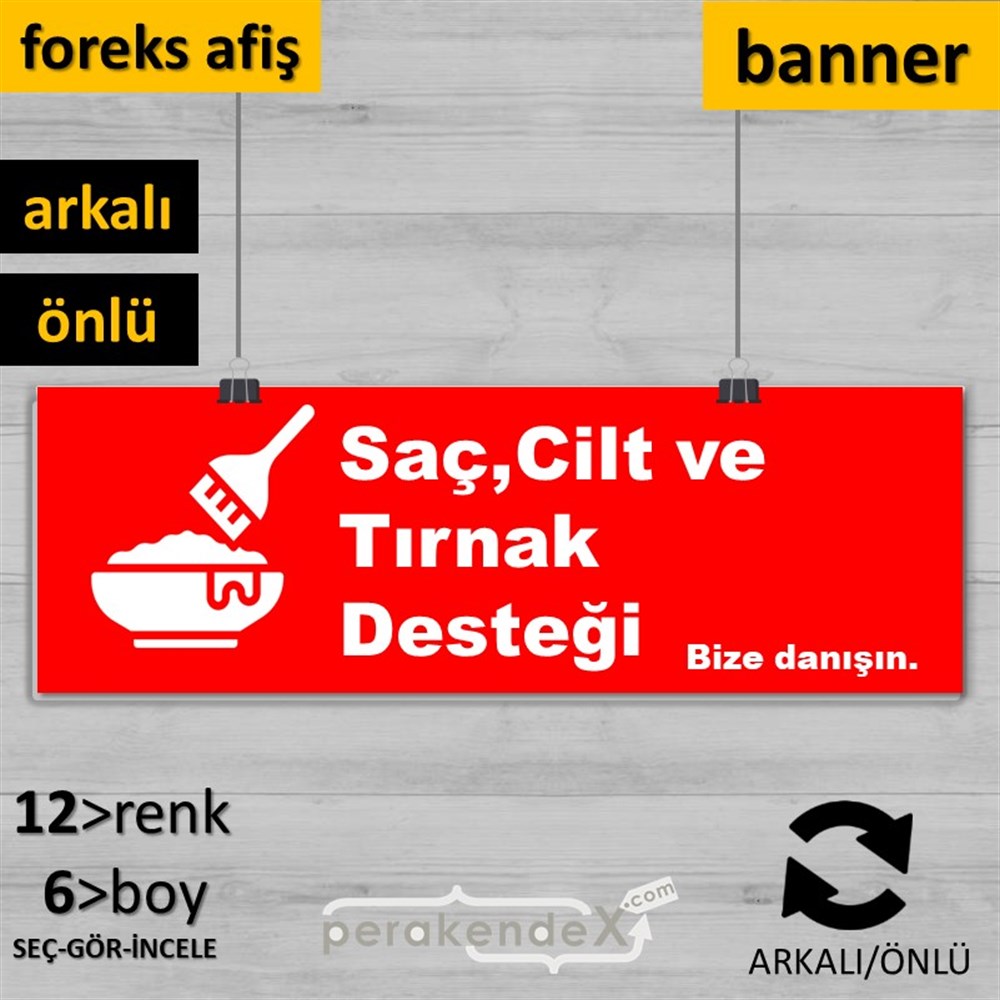 Saç,Cilt Ve Tırnak Desteği SERT PLASTİK POSTER,  AFİŞ (BANNER) -dikdörtgen,çift yön baskısert plastik poster,  afiş