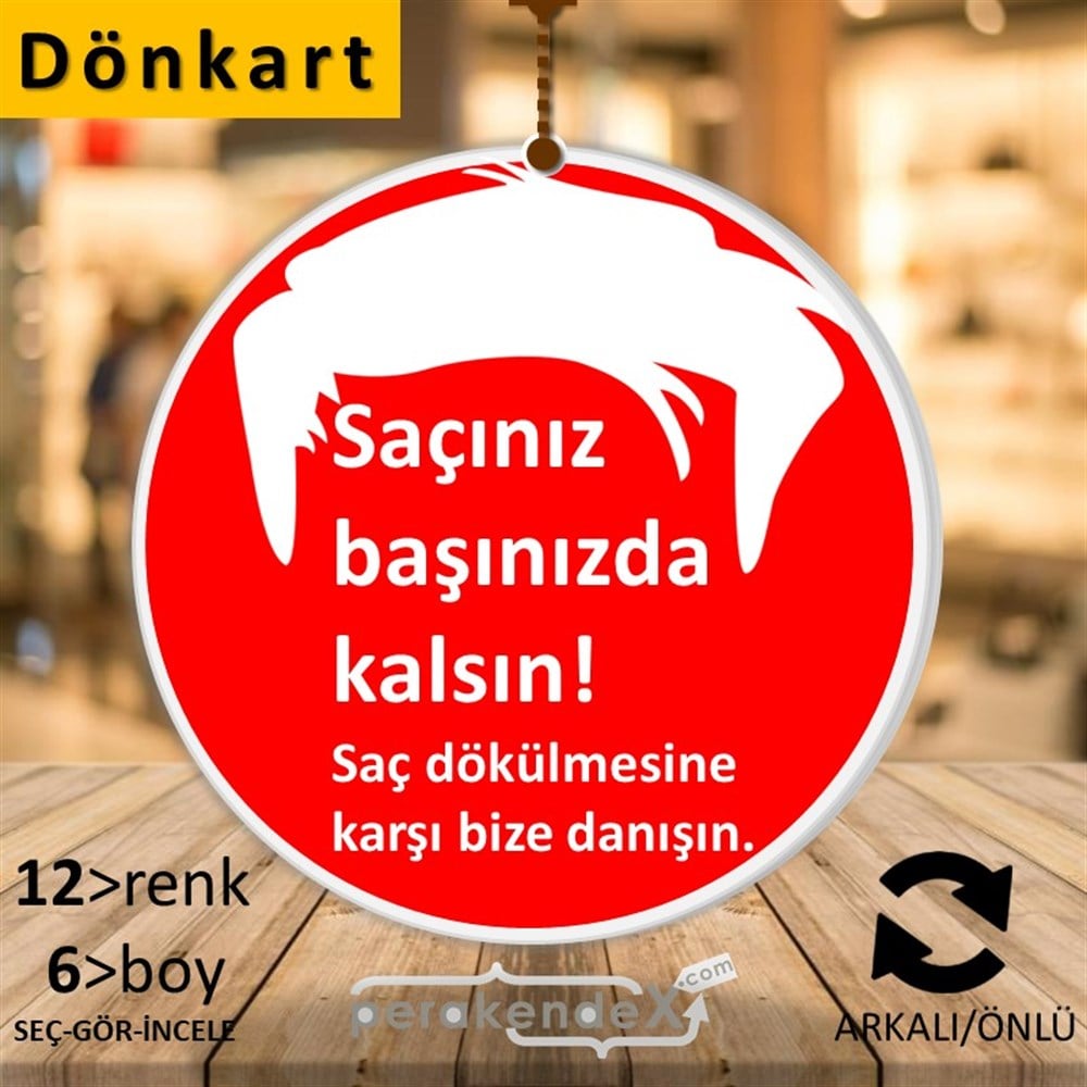 Saçınız Başınızda Kalsın Yazısı DÖNKART -oval,çift yön baskıdön-kart