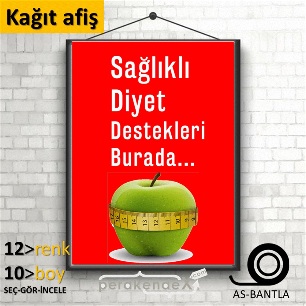 Sağlıklı Diyet Destekleri Burada KAĞIT POSTER,  AFİŞ -dikdörtgen,tek yön baskı