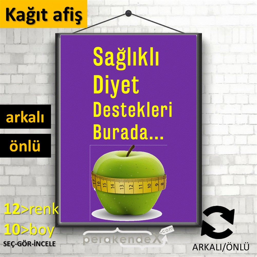 Sağlıklı Diyet Destekleri Burada KAĞIT POSTER,  AFİŞ -dikdörtgen,çift yön baskı