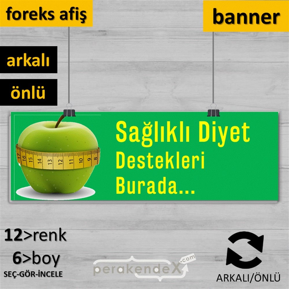 Sağlıklı Diyet Destekleri Burada SERT PLASTİK POSTER,  AFİŞ (BANNER) -dikdörtgen,çift yön baskı