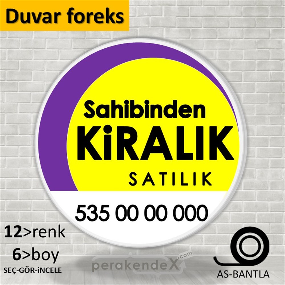 Sahibinden Kiralık & Satılık Yazısı 006 SERT PLASTİK POSTER,  AFİŞ -oval,tek yön baskısert plastik poster,  afiş