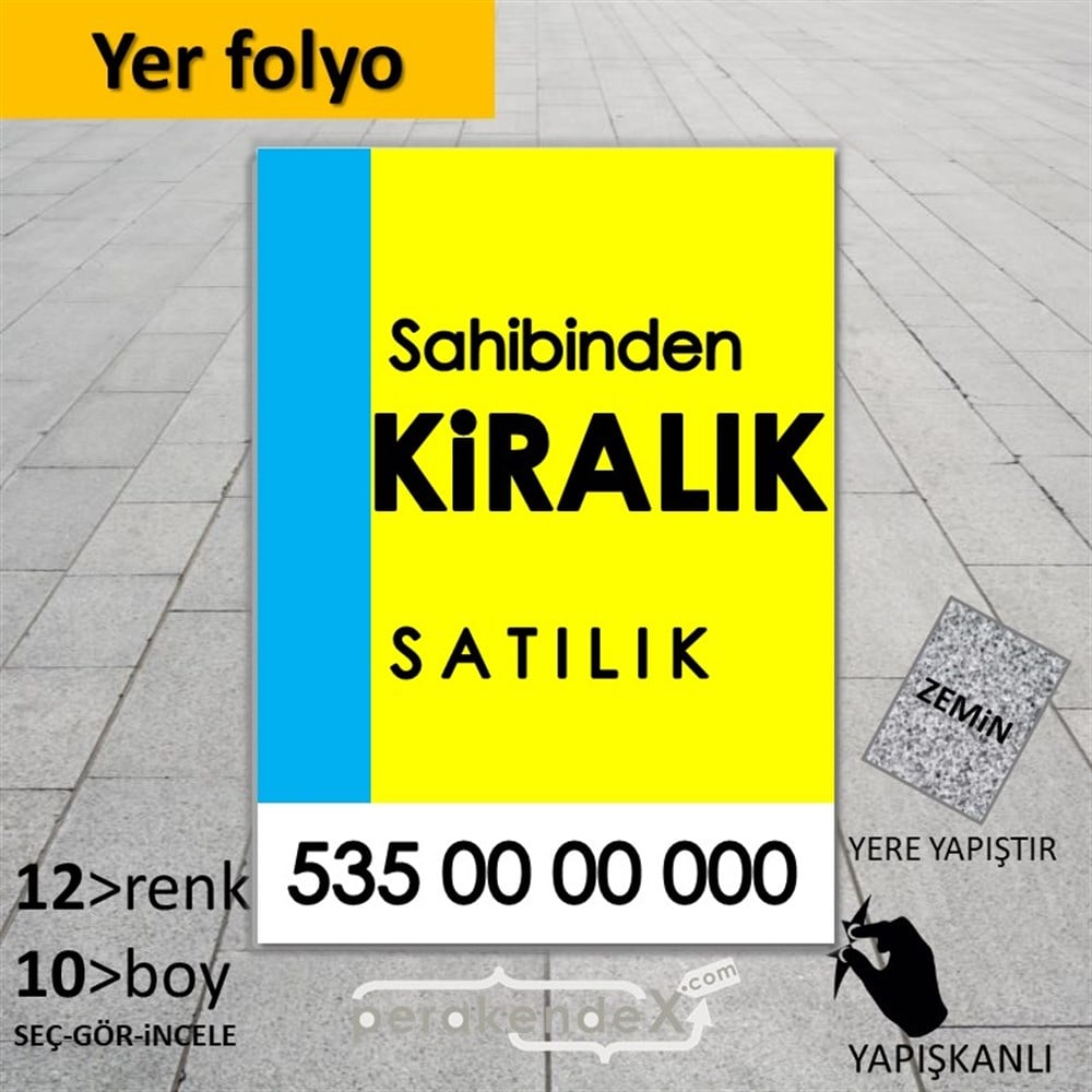 Sahibinden Kiralık & Satılık Yazısı 006 YER - ZEMİN FOLYO,  VİNİL -dikdörtgen,tek yön baskıyer - zemin folyo,  vinil