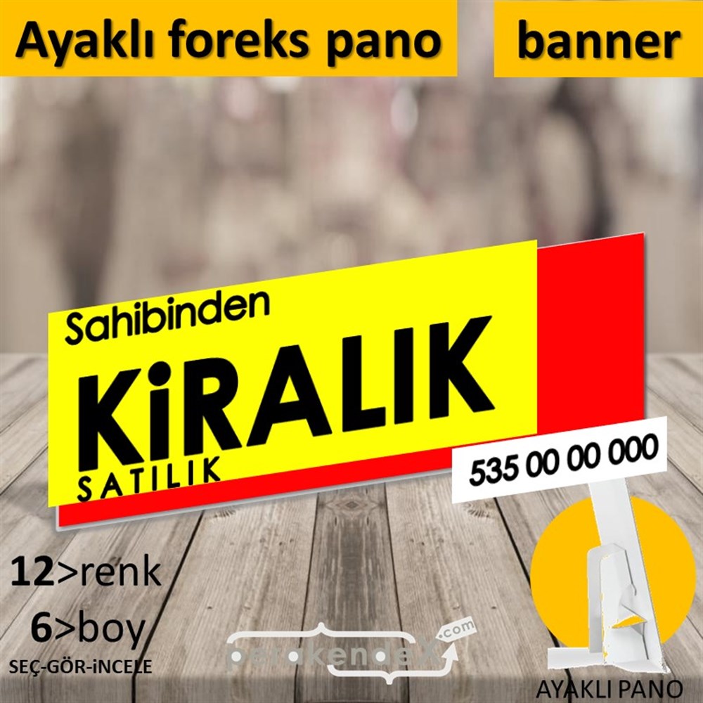 Sahibinden Kiralık & Satılık Yazısı 006 KARTON AYAKLI POSTER,  PANO (BANNER) -dikdörtgen,tek yön baskıkarton ayaklı poster,  pano