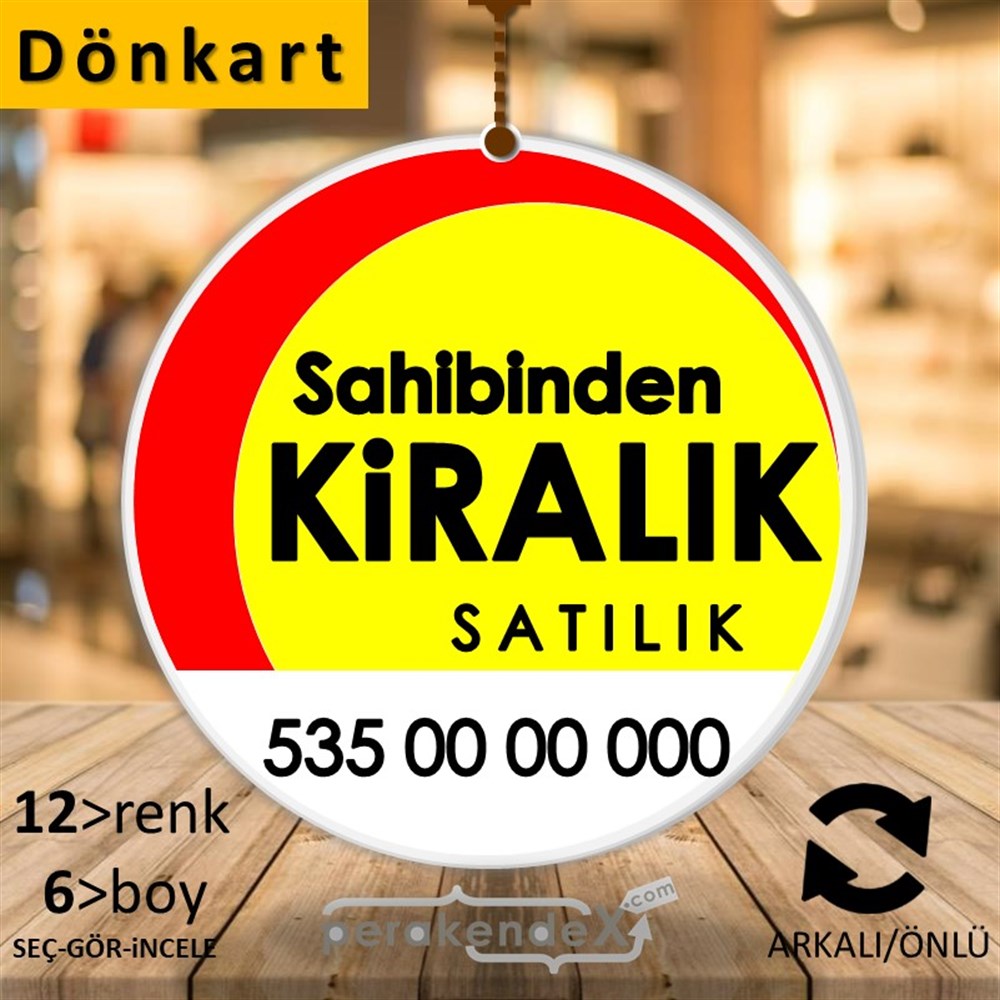 Sahibinden Kiralık & Satılık Yazısı 006 DÖNKART -oval,çift yön baskıdön-kart
