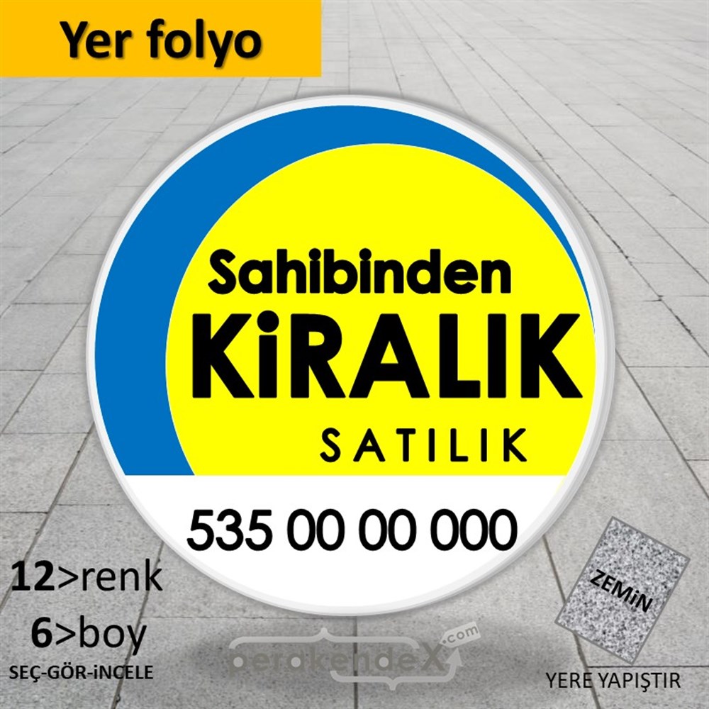 Sahibinden Kiralık & Satılık Yazısı 006 YER - ZEMİN FOLYO,  VİNİL -oval,tek yön baskıyer - zemin folyo,  vinil