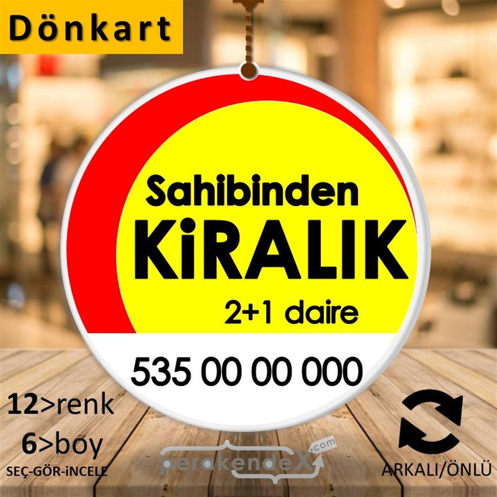 Sahibinden Kiralık Yazısı 006 DÖNKART -oval,çift yön baskıdön-kart