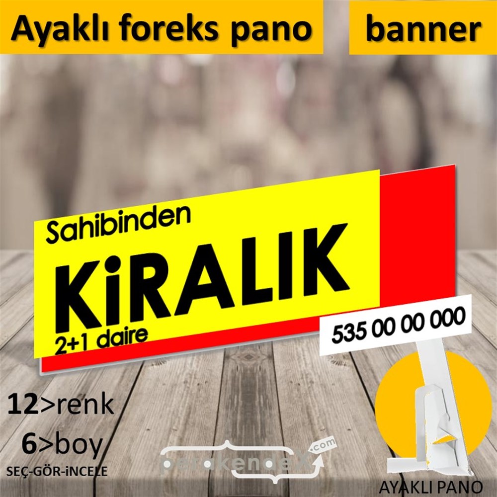Sahibinden Kiralık Yazısı 006 KARTON AYAKLI POSTER,  PANO (BANNER) -dikdörtgen,tek yön baskıkarton ayaklı poster,  pano