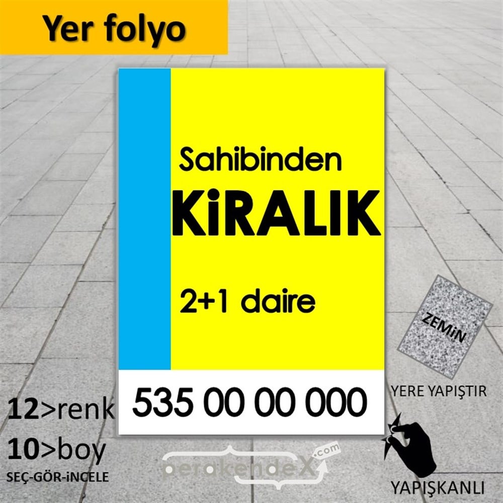 Sahibinden Kiralık Yazısı 006 YER - ZEMİN FOLYO,  VİNİL -dikdörtgen,tek yön baskıyer - zemin folyo,  vinil